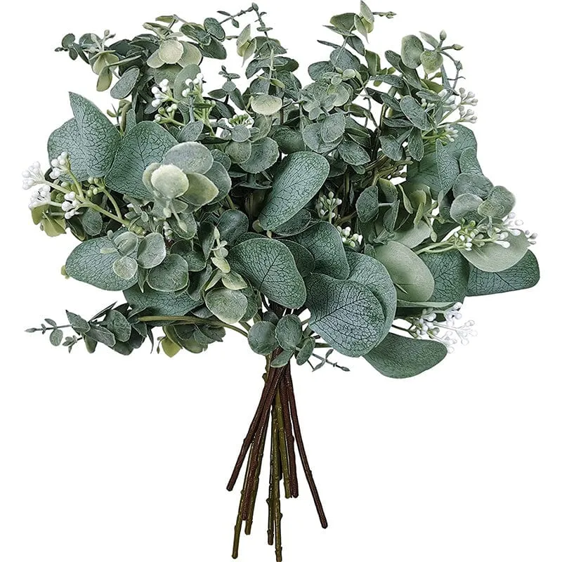 10 Stück künstlicher Eukalyptus-Stiel, hochwertige Oxidationsbeständigkeit, künstliche Blume, künstliche Blätter, künstliche Eukalyptusblätter, grüne Pflanzen, Heimdekoration, Raumdekoration