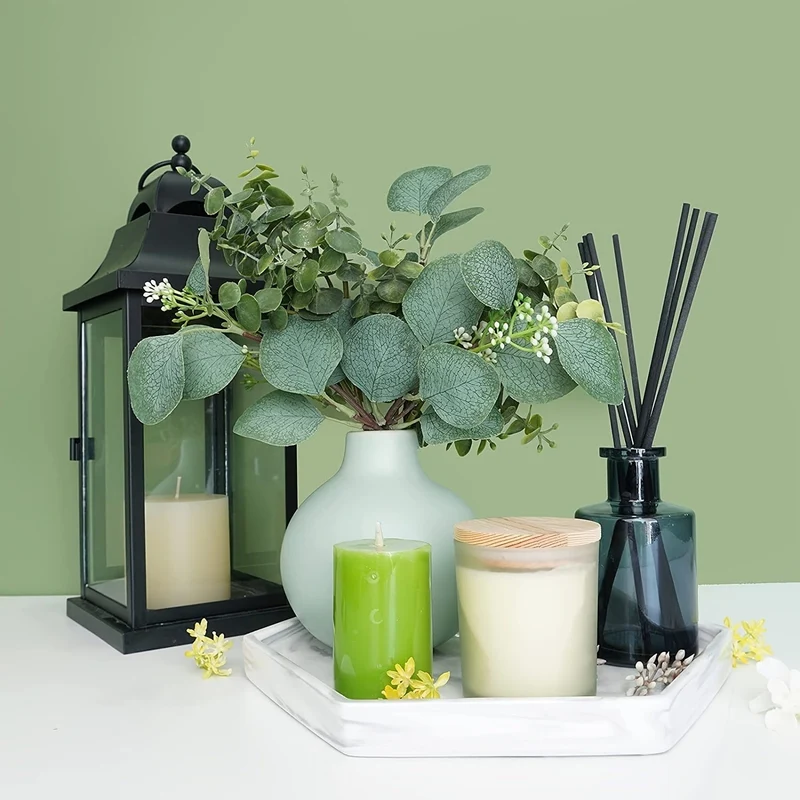 10 Stück künstlicher Eukalyptus-Stiel, hochwertige Oxidationsbeständigkeit, künstliche Blume, künstliche Blätter, künstliche Eukalyptusblätter, grüne Pflanzen, Heimdekoration, Raumdekoration