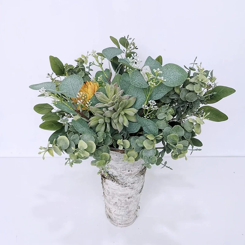 10 Stück künstlicher Eukalyptus-Stiel, hochwertige Oxidationsbeständigkeit, künstliche Blume, künstliche Blätter, künstliche Eukalyptusblätter, grüne Pflanzen, Heimdekoration, Raumdekoration