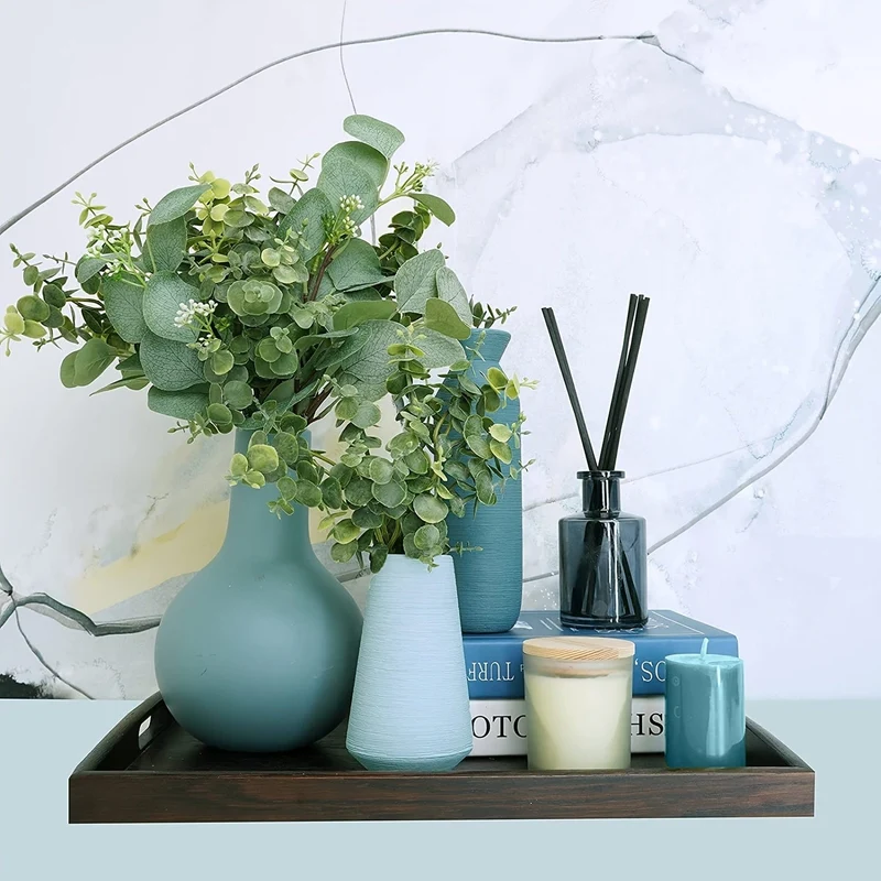 10 Stück künstlicher Eukalyptus-Stiel, hochwertige Oxidationsbeständigkeit, künstliche Blume, künstliche Blätter, künstliche Eukalyptusblätter, grüne Pflanzen, Heimdekoration, Raumdekoration