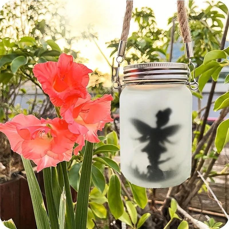 1 Stück, Solar-Laternen-Lichterketten, Garten-Ornament-Lichter – hängende Einmachglas-Lichter aus Milchglas für den Außenbereich für Baum, Tisch, Hof, Garten, Terrasse, Rasendekoration