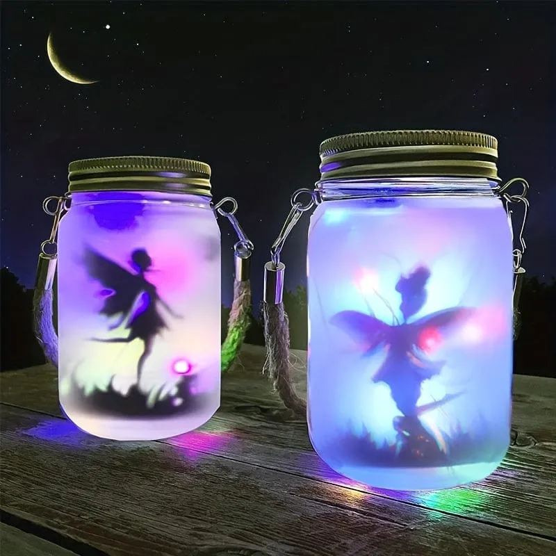 1 Stück, Solar-Laternen-Lichterketten, Garten-Ornament-Lichter – hängende Einmachglas-Lichter aus Milchglas für den Außenbereich für Baum, Tisch, Hof, Garten, Terrasse, Rasendekoration