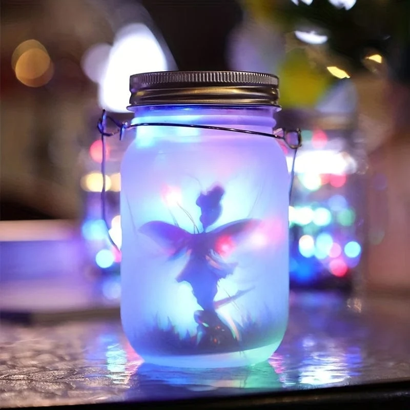 1 Stück, Solar-Laternen-Lichterketten, Garten-Ornament-Lichter – hängende Einmachglas-Lichter aus Milchglas für den Außenbereich für Baum, Tisch, Hof, Garten, Terrasse, Rasendekoration