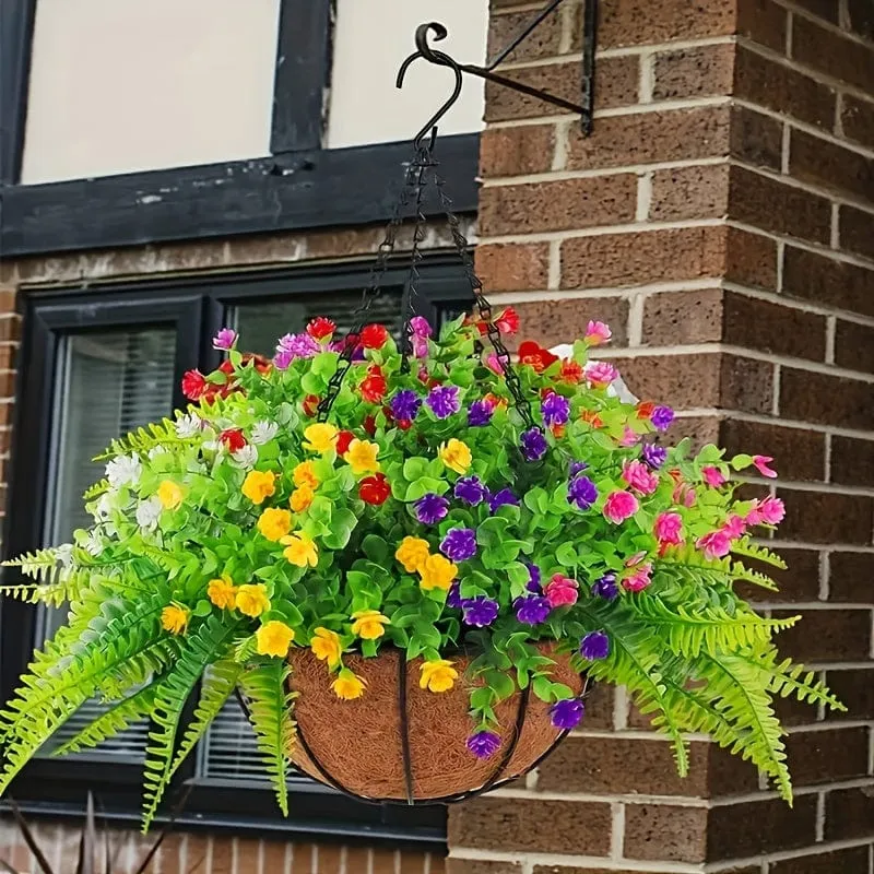 1 Stück, künstliche Hängeblumen im Korb, Terrassengartendekoration, künstliche Hängepflanze im Korb, Hängekörbe mit Kokosnussfutter und Begonie, die Dekoration von Außen- und Innendekorationen