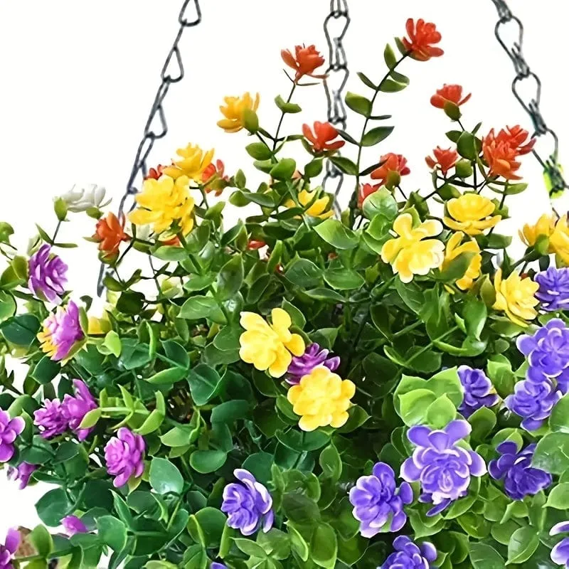 1 Stück, künstliche Hängeblumen im Korb, Terrassengartendekoration, künstliche Hängepflanze im Korb, Hängekörbe mit Kokosnussfutter und Begonie, die Dekoration von Außen- und Innendekorationen