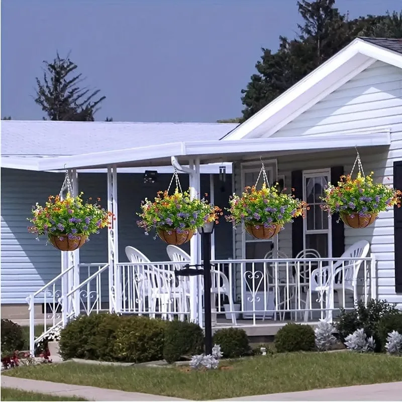 1 Stück, künstliche Hängeblumen im Korb, Terrassengartendekoration, künstliche Hängepflanze im Korb, Hängekörbe mit Kokosnussfutter und Begonie, die Dekoration von Außen- und Innendekorationen