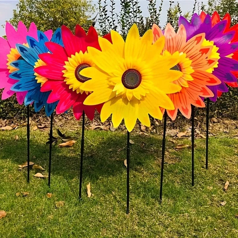 2 Stück Frühling Outdoor-Pflanze Sonnenblume Schwarzer Pol Sonnenblume Windmühle Outdoor-Pflanzendekoration, Hofdekoration, Gartendekoration