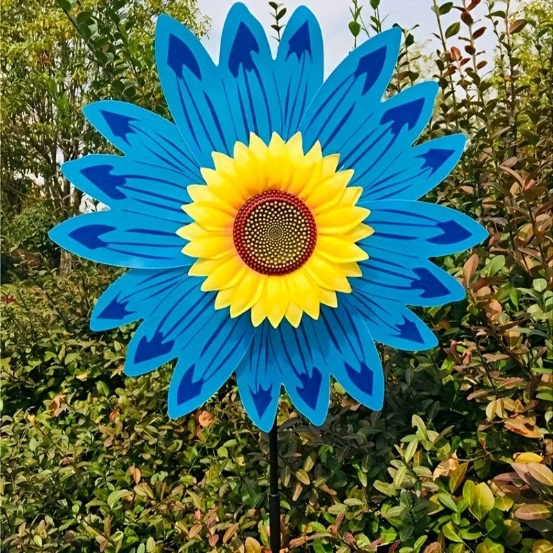 2 Stück Frühling Outdoor-Pflanze Sonnenblume Schwarzer Pol Sonnenblume Windmühle Outdoor-Pflanzendekoration, Hofdekoration, Gartendekoration