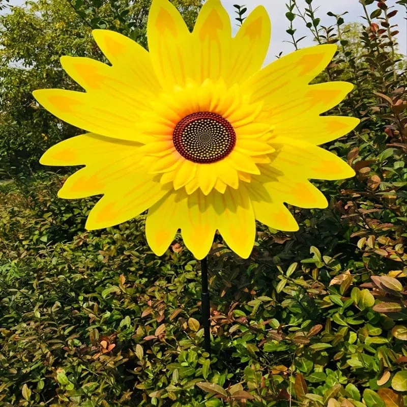 2 Stück Frühling Outdoor-Pflanze Sonnenblume Schwarzer Pol Sonnenblume Windmühle Outdoor-Pflanzendekoration, Hofdekoration, Gartendekoration