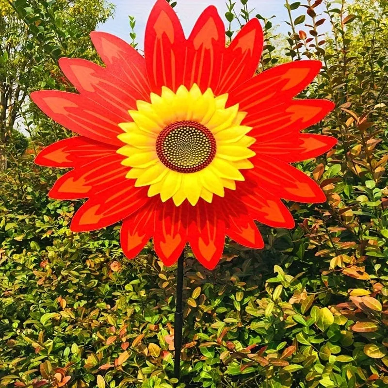 2 Stück Frühling Outdoor-Pflanze Sonnenblume Schwarzer Pol Sonnenblume Windmühle Outdoor-Pflanzendekoration, Hofdekoration, Gartendekoration