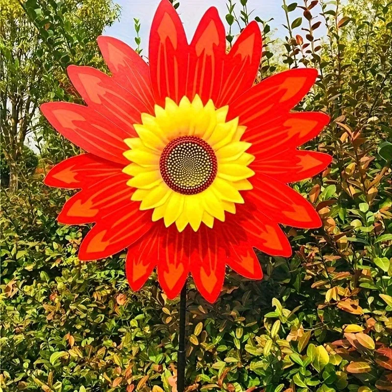 2 Stück Frühling Outdoor-Pflanze Sonnenblume Schwarzer Pol Sonnenblume Windmühle Outdoor-Pflanzendekoration, Hofdekoration, Gartendekoration
