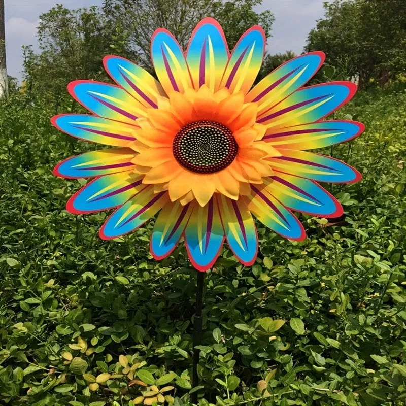 2 Stück Frühling Outdoor-Pflanze Sonnenblume Schwarzer Pol Sonnenblume Windmühle Outdoor-Pflanzendekoration, Hofdekoration, Gartendekoration
