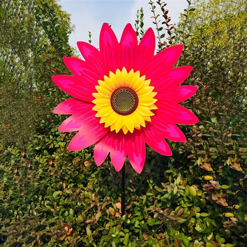 2 Stück Frühling Outdoor-Pflanze Sonnenblume Schwarzer Pol Sonnenblume Windmühle Outdoor-Pflanzendekoration, Hofdekoration, Gartendekoration