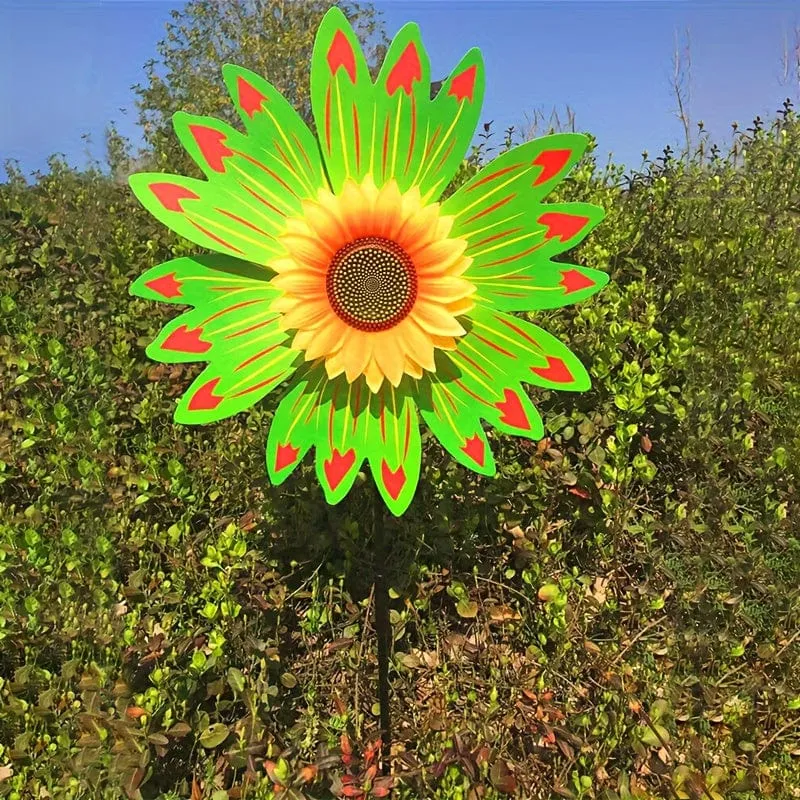 2 Stück Frühling Outdoor-Pflanze Sonnenblume Schwarzer Pol Sonnenblume Windmühle Outdoor-Pflanzendekoration, Hofdekoration, Gartendekoration