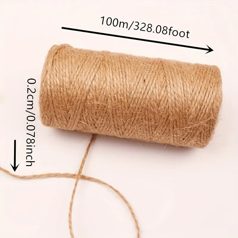 100 m natürliche Juteschnur – perfekt für Gartenarbeit, Pflanzenverpackung, Kunsthandwerk und Hochzeiten.