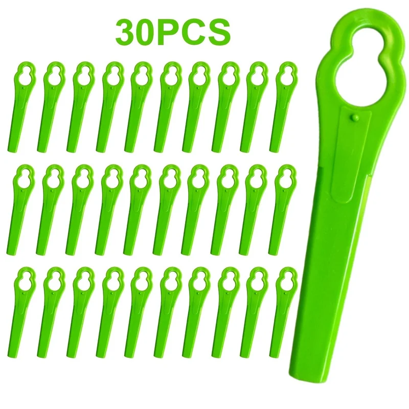 30 Stück Kunststoff-Maschinen-Trimmklingen, Ersatz-Kunststoffklingen, Zubehör, Trimmer, Grasmähen, Nylonklingen, Garten-Rasenmäher-Zubehör, Werkzeuge