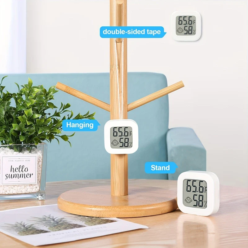 1 Stück kabelloses Hygrometer-Thermometer, modernes weißes quadratisches digitales Thermometer für Zuhause