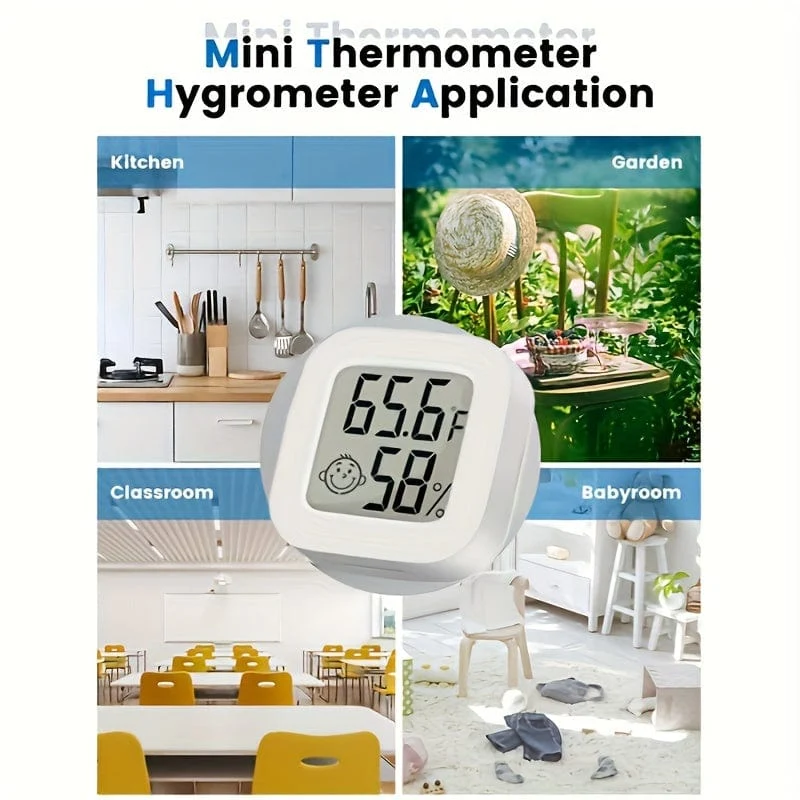 1 Stück kabelloses Hygrometer-Thermometer, modernes weißes quadratisches digitales Thermometer für Zuhause