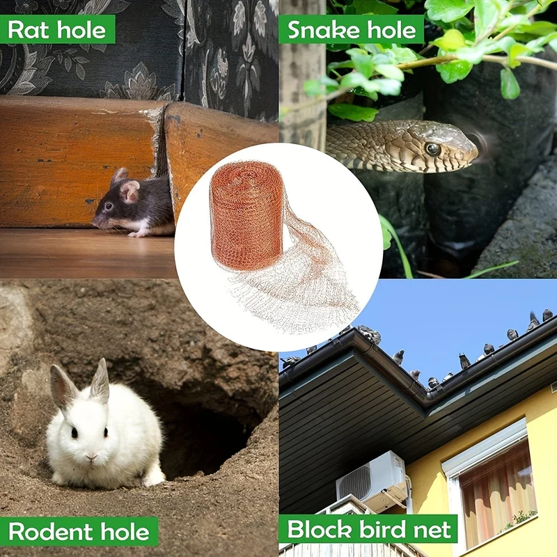 Kupfergeflecht, nagetiersicher, stabiles, mit reinem Kupfer gefülltes Drahtgeflecht, mit Kupferverstopfungen gefülltes Gewebe, verhindert Schnecken zum Schutz von Pflanzen