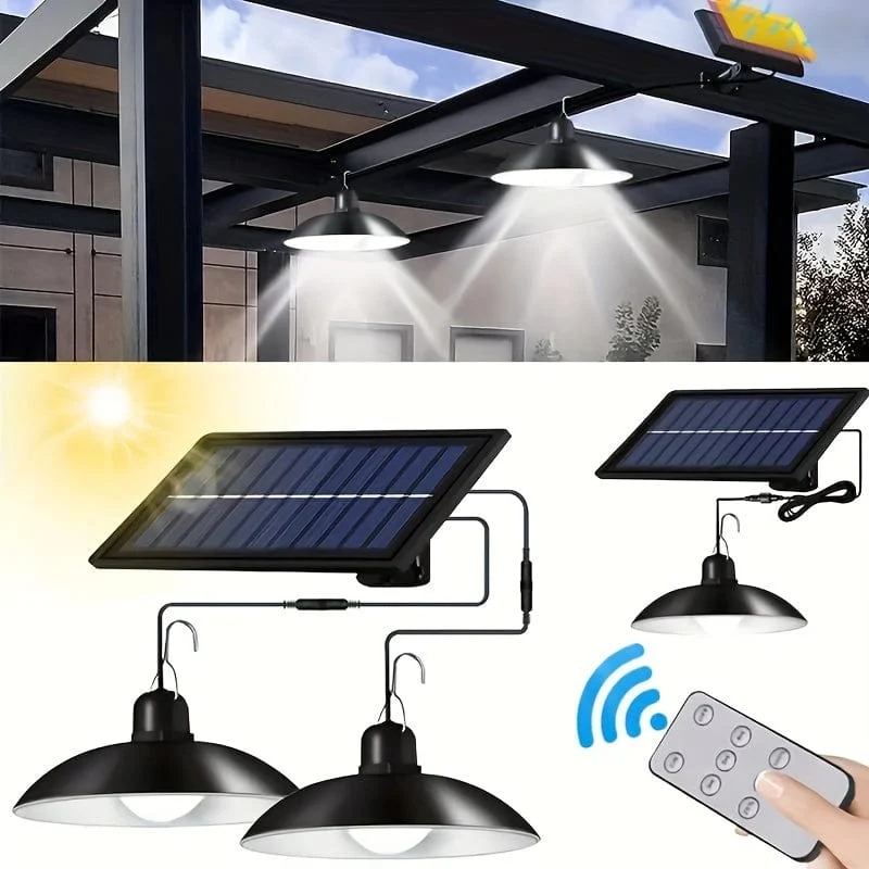 Solar-Fernbedienungsleuchten, solarbetriebene Innen- und Außenpendelleuchten mit 3 Farben, wasserdichte automatische Ein-/Aus-Solarleuchte für Zimmer, Terrasse, Hof, Garten