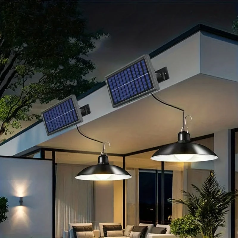 Solar-Fernbedienungsleuchten, solarbetriebene Innen- und Außenpendelleuchten mit 3 Farben, wasserdichte automatische Ein-/Aus-Solarleuchte für Zimmer, Terrasse, Hof, Garten