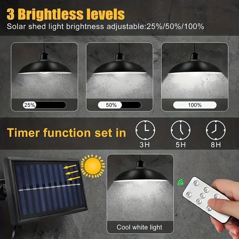 Solar-Fernbedienungsleuchten, solarbetriebene Innen- und Außenpendelleuchten mit 3 Farben, wasserdichte automatische Ein-/Aus-Solarleuchte für Zimmer, Terrasse, Hof, Garten
