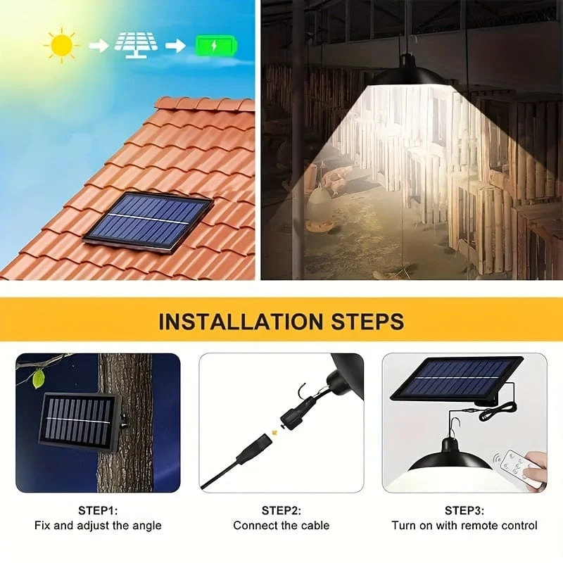 Solar-Fernbedienungsleuchten, solarbetriebene Innen- und Außenpendelleuchten mit 3 Farben, wasserdichte automatische Ein-/Aus-Solarleuchte für Zimmer, Terrasse, Hof, Garten