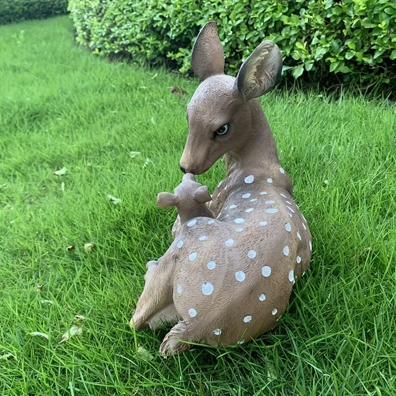 1 Paar, Mutter und Sohn Hirschstatue, Hofstatue, Gartendekoration, Innen- und Außenhof, Tierdekoration, Kunstharzstatue, Kunsthandwerk, Party, Urlaub, Überraschungsgeschenk, Gartendekoration, Gartenzubehör, Urlaubszubehör, Rasen, Gartenkunst