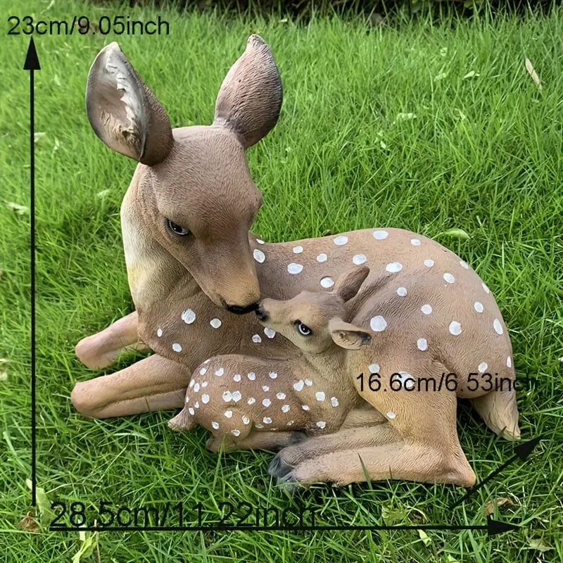 1 Paar, Mutter und Sohn Hirschstatue, Hofstatue, Gartendekoration, Innen- und Außenhof, Tierdekoration, Kunstharzstatue, Kunsthandwerk, Party, Urlaub, Überraschungsgeschenk, Gartendekoration, Gartenzubehör, Urlaubszubehör, Rasen, Gartenkunst