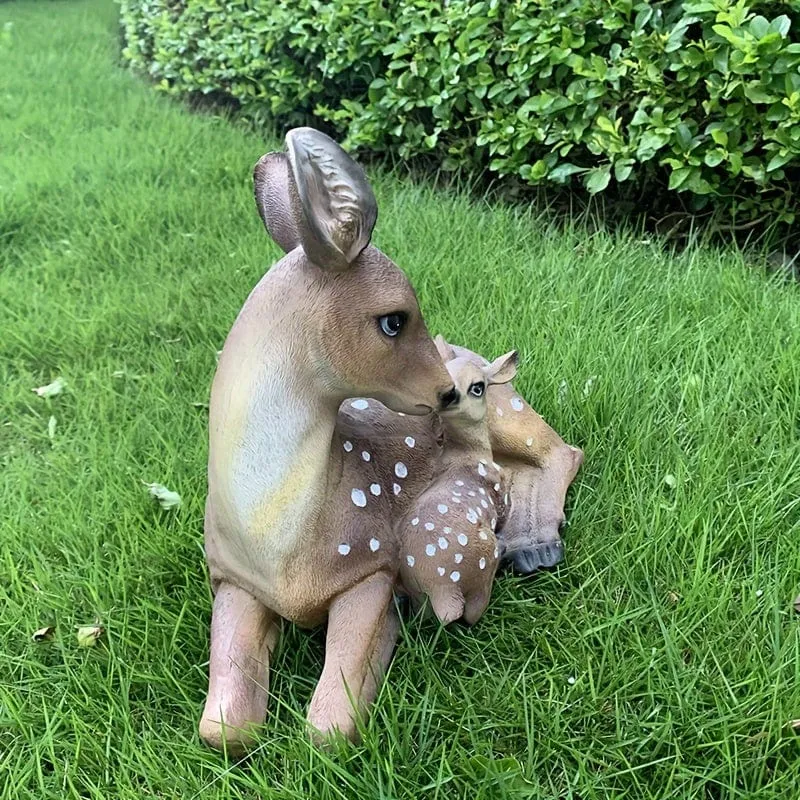 1 Paar, Mutter und Sohn Hirschstatue, Hofstatue, Gartendekoration, Innen- und Außenhof, Tierdekoration, Kunstharzstatue, Kunsthandwerk, Party, Urlaub, Überraschungsgeschenk, Gartendekoration, Gartenzubehör, Urlaubszubehör, Rasen, Gartenkunst