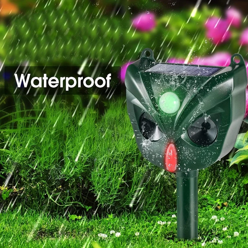 1 Stück, Ultraschall-Katzenschreck für Gärten, Solar-Katzenvertreiber, Fuchsschrecken, wasserdichter Tiervertreiber mit 5 Modi, blinkenden Lichtern, Bewegungserkennungssensor für Hunde, Eichhörnchen, Waschbären, Stinktiere, Kaninchen, Nagetiere im Freien.