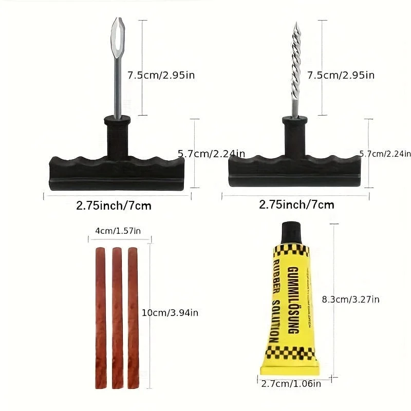 5-teiliges/6-teiliges Autoreifen-Reparatur-Werkzeug-Set, Kleber, Gummistreifen, Werkzeuge für Motorrad, Fahrrad, schlauchloser Reifen, Punktion, schnelles Reparaturset, Erste Hilfe für Fahrzeuge im Freien