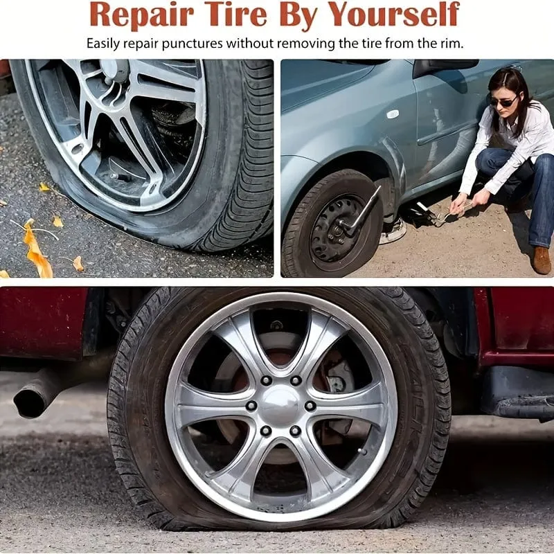 5-teiliges/6-teiliges Autoreifen-Reparatur-Werkzeug-Set, Kleber, Gummistreifen, Werkzeuge für Motorrad, Fahrrad, schlauchloser Reifen, Punktion, schnelles Reparaturset, Erste Hilfe für Fahrzeuge im Freien