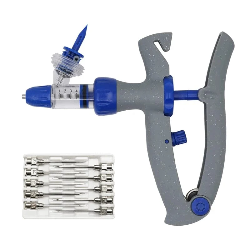 1 ml/2 ml/5 ml kontinuierliche Impfstoffinjektion mit 10 Nadeln, automatische Veterinärspritze für Nutztiere, Schweine, Rinder, Schafe, Hühner