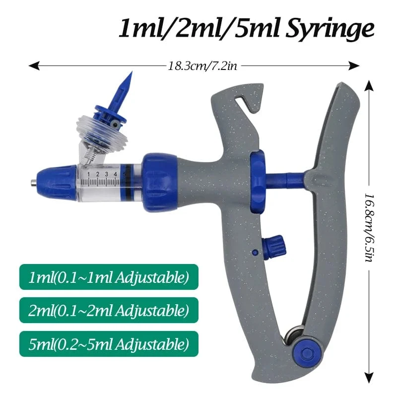 1 ml/2 ml/5 ml kontinuierliche Impfstoffinjektion mit 10 Nadeln, automatische Veterinärspritze für Nutztiere, Schweine, Rinder, Schafe, Hühner
