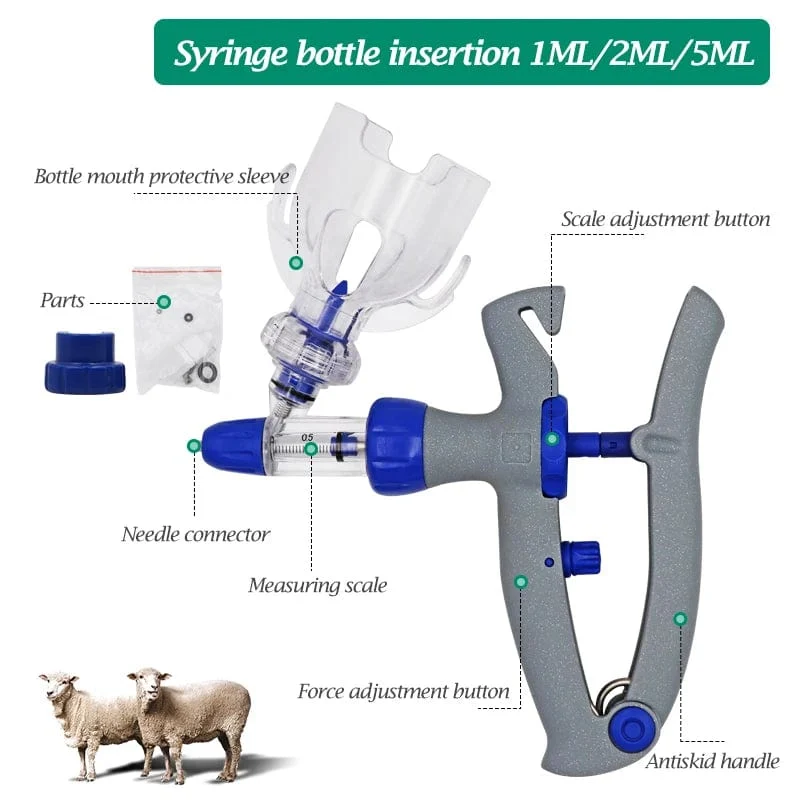 1 ml/2 ml/5 ml kontinuierliche Impfstoffinjektion mit 10 Nadeln, automatische Veterinärspritze für Nutztiere, Schweine, Rinder, Schafe, Hühner