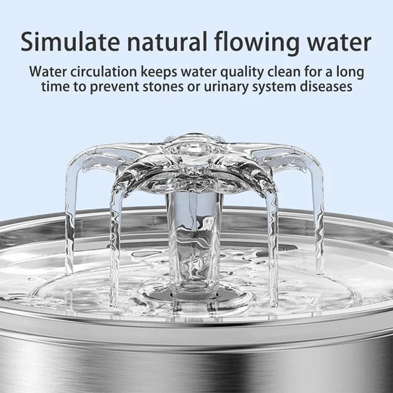 Haustier-Edelstahl-intelligenter Induktions-Brunnen-Blumen-Katzen-Wasserspender, visueller Wasserstand, automatischer Katzen-Wasserspender