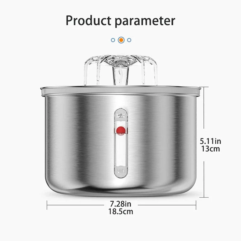 Haustier-Edelstahl-intelligenter Induktions-Brunnen-Blumen-Katzen-Wasserspender, visueller Wasserstand, automatischer Katzen-Wasserspender