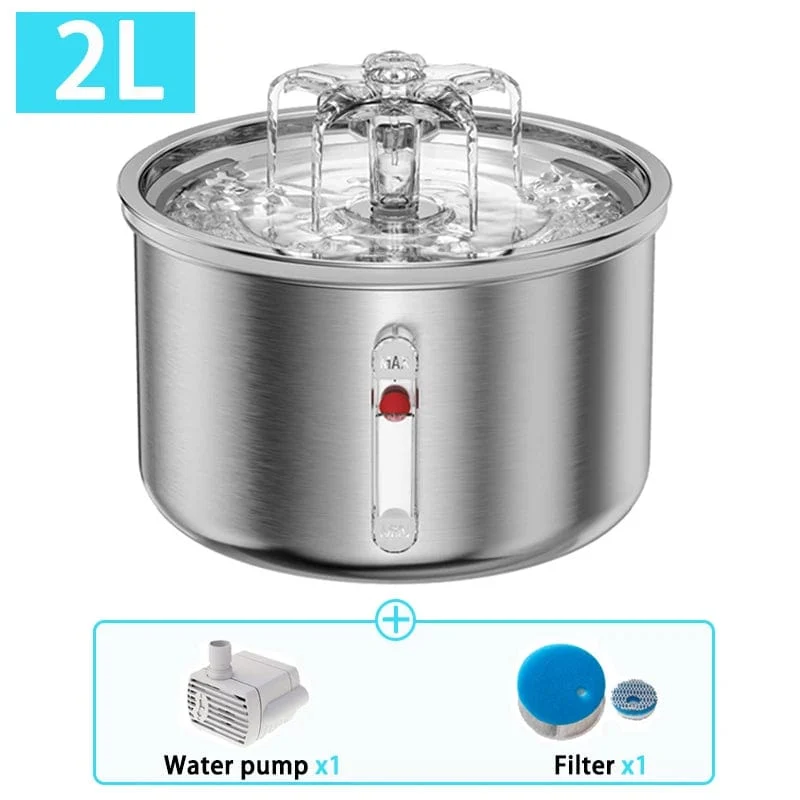 Haustier-Edelstahl-intelligenter Induktions-Brunnen-Blumen-Katzen-Wasserspender, visueller Wasserstand, automatischer Katzen-Wasserspender