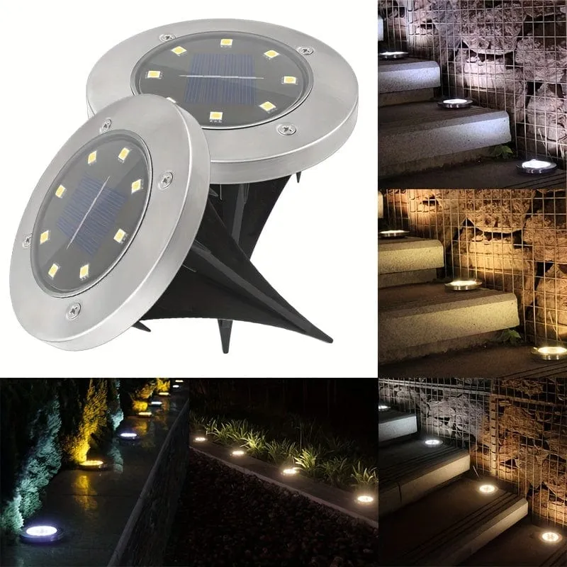 4 Stück Solar-Bodenleuchten, 8 LEDs, Solar-Gartenleuchten für den Außenbereich, wasserdichte Gehwegscheibe, helle, in den Boden eingelassene Landschaftsbeleuchtung für Rasen, Terrasse, Weg, Hof, Stufen, Deck, Gehweglicht (warmweiß)