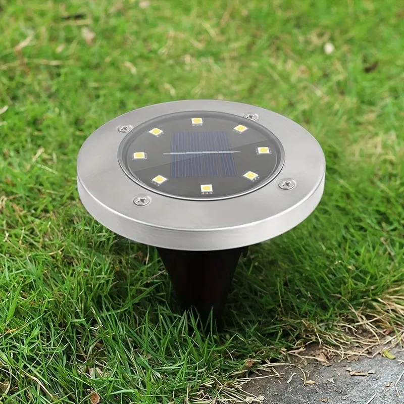 4 Stück Solar-Bodenleuchten, 8 LEDs, Solar-Gartenleuchten für den Außenbereich, wasserdichte Gehwegscheibe, helle, in den Boden eingelassene Landschaftsbeleuchtung für Rasen, Terrasse, Weg, Hof, Stufen, Deck, Gehweglicht (warmweiß)