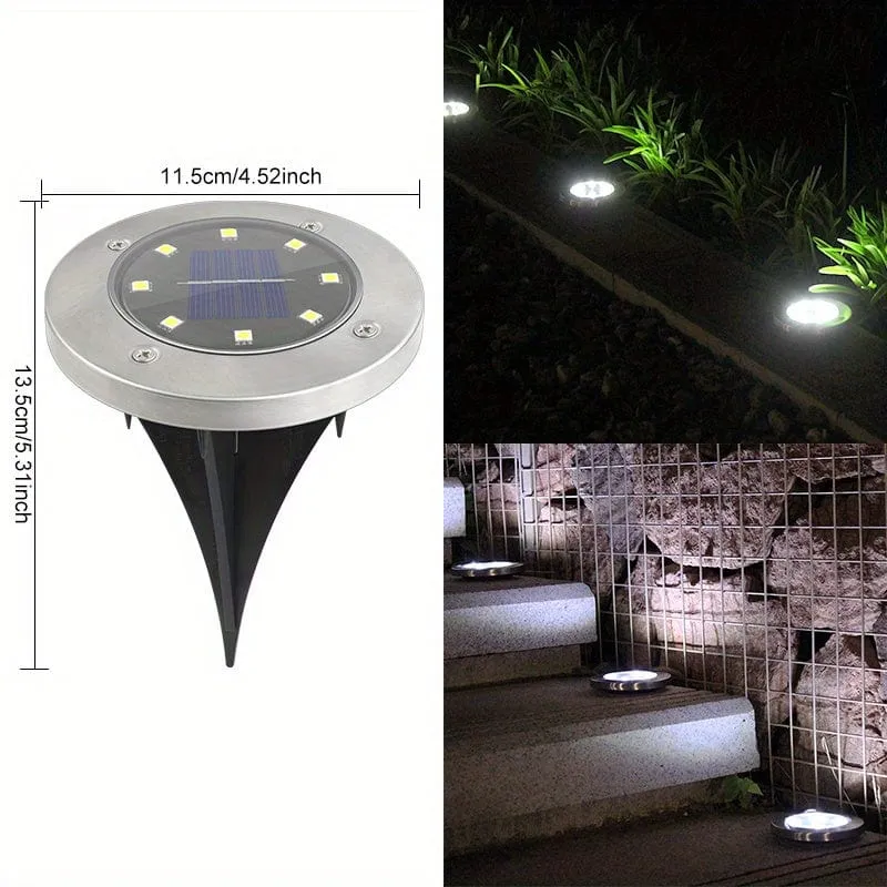 4 Stück Solar-Bodenleuchten, 8 LEDs, Solar-Gartenleuchten für den Außenbereich, wasserdichte Gehwegscheibe, helle, in den Boden eingelassene Landschaftsbeleuchtung für Rasen, Terrasse, Weg, Hof, Stufen, Deck, Gehweglicht (warmweiß)