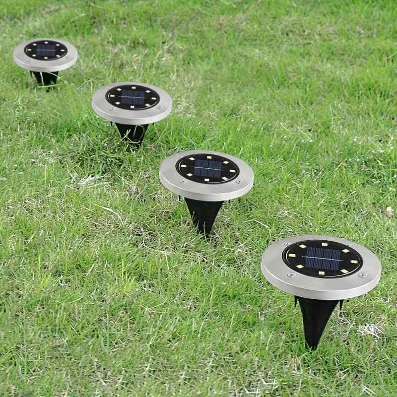 4 Stück Solar-Bodenleuchten, 8 LEDs, Solar-Gartenleuchten für den Außenbereich, wasserdichte Gehwegscheibe, helle, in den Boden eingelassene Landschaftsbeleuchtung für Rasen, Terrasse, Weg, Hof, Stufen, Deck, Gehweglicht (warmweiß)