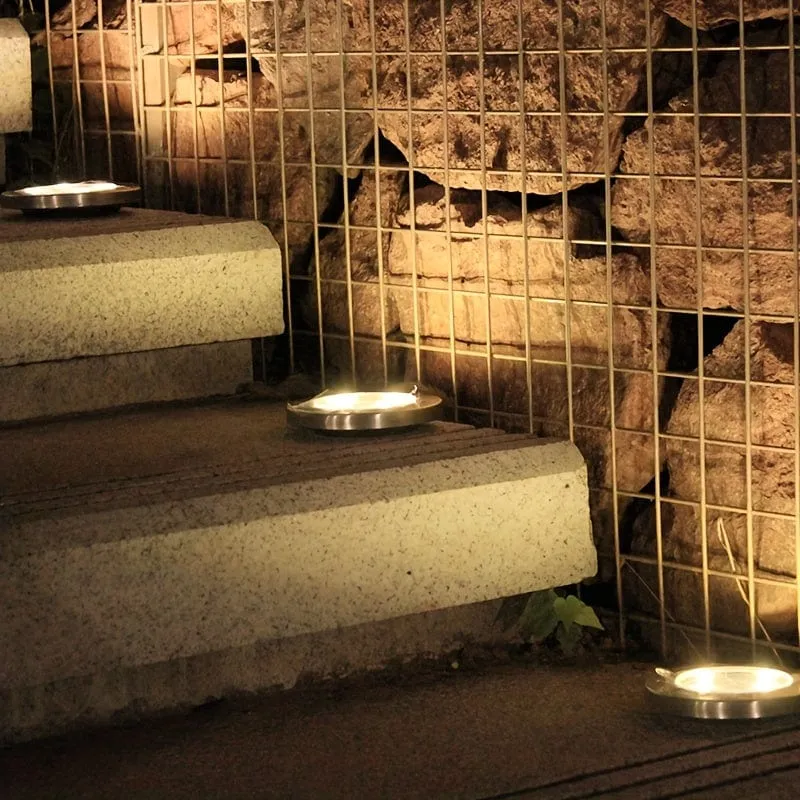 4 Stück Solar-Bodenleuchten, 8 LEDs, Solar-Gartenleuchten für den Außenbereich, wasserdichte Gehwegscheibe, helle, in den Boden eingelassene Landschaftsbeleuchtung für Rasen, Terrasse, Weg, Hof, Stufen, Deck, Gehweglicht (warmweiß)