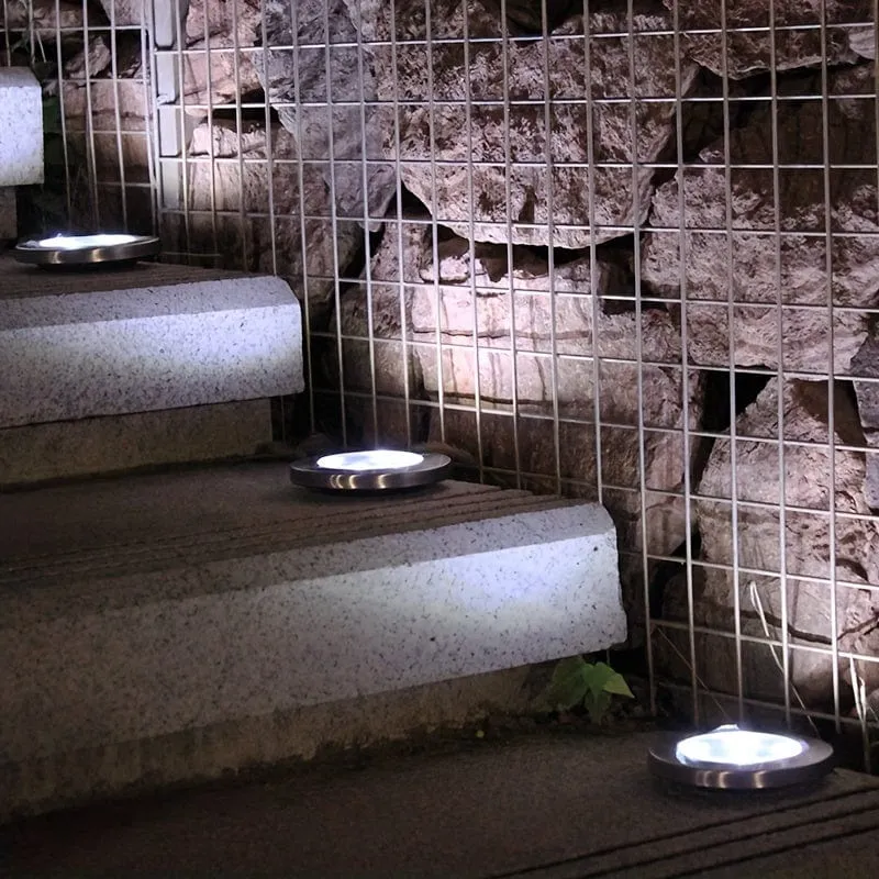 4 Stück Solar-Bodenleuchten, 8 LEDs, Solar-Gartenleuchten für den Außenbereich, wasserdichte Gehwegscheibe, helle, in den Boden eingelassene Landschaftsbeleuchtung für Rasen, Terrasse, Weg, Hof, Stufen, Deck, Gehweglicht (warmweiß)