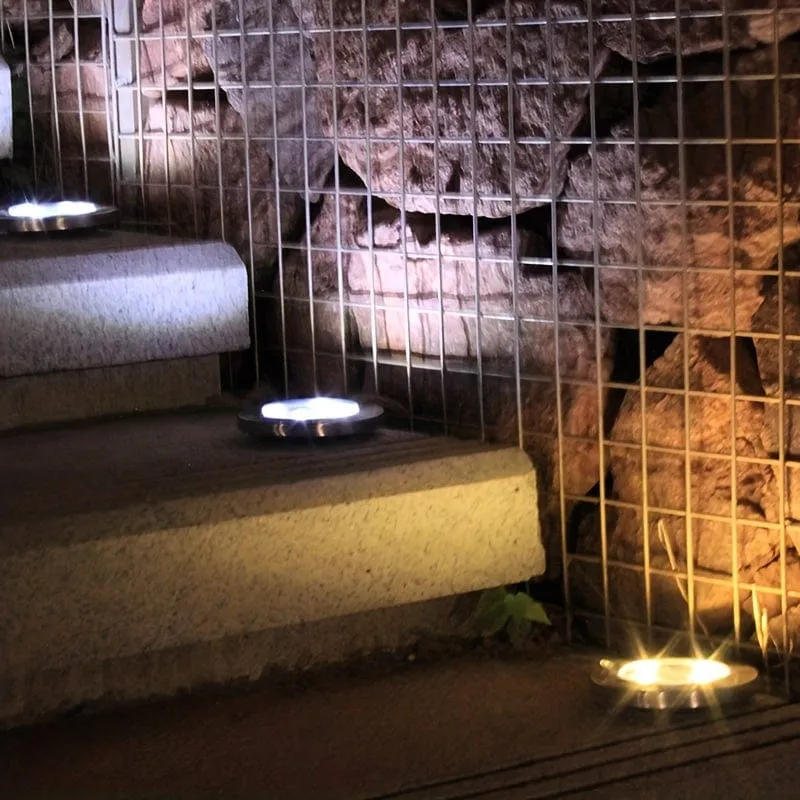 4 Stück Solar-Bodenleuchten, 8 LEDs, Solar-Gartenleuchten für den Außenbereich, wasserdichte Gehwegscheibe, helle, in den Boden eingelassene Landschaftsbeleuchtung für Rasen, Terrasse, Weg, Hof, Stufen, Deck, Gehweglicht (warmweiß)