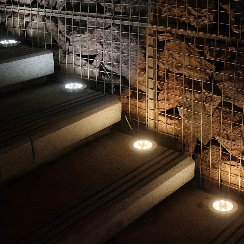 4 Stück Solar-Bodenleuchten, 8 LEDs, Solar-Gartenleuchten für den Außenbereich, wasserdichte Gehwegscheibe, helle, in den Boden eingelassene Landschaftsbeleuchtung für Rasen, Terrasse, Weg, Hof, Stufen, Deck, Gehweglicht (warmweiß)
