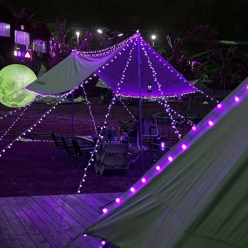 1 Stück Solar-Lila-Blasenkugel-Lichterkette, 8 Funktionen, Kugeldurchmesser 1.7 cm/0.67 Zoll, dekorative Halloween-Lichter, Festival-Atmosphärenlampe, 1 Lichterkette, 5 Meter und 20 Lichter oder 6.5 Meter und 30 Lichter