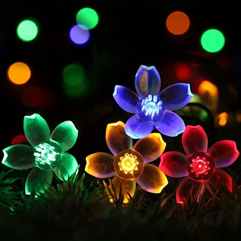 Verschönern Sie Ihren Außenbereich mit dieser 1-teiligen Solar-Gartenblumen-Lichterkette