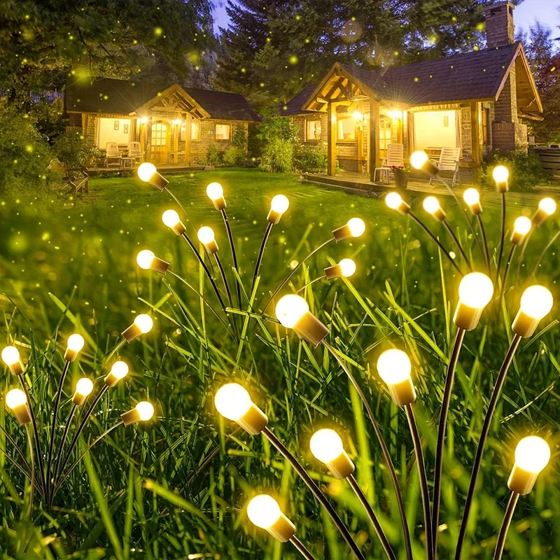 1/2er-Pack Solar-Glühwürmchen-Gartenleuchten, 16 LEDs, Solar-Außenleuchten, die sich durch den Wind bewegen, warmweiße, wasserdichte, solarbetriebene Garten-Dekorationsleuchten für Hof, Terrasse, Weg, Landschaft